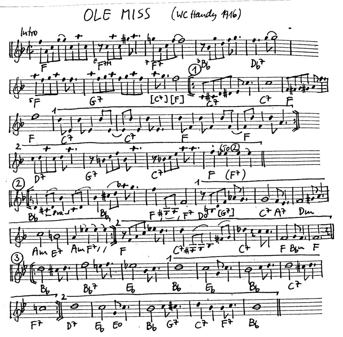 ole miss free jazz leadsheet - Courtesy of the Jungle Jazz Band
